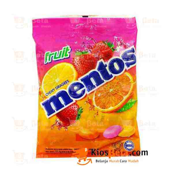 Permen Mentos Chewy Dragees Fruit 135 gr