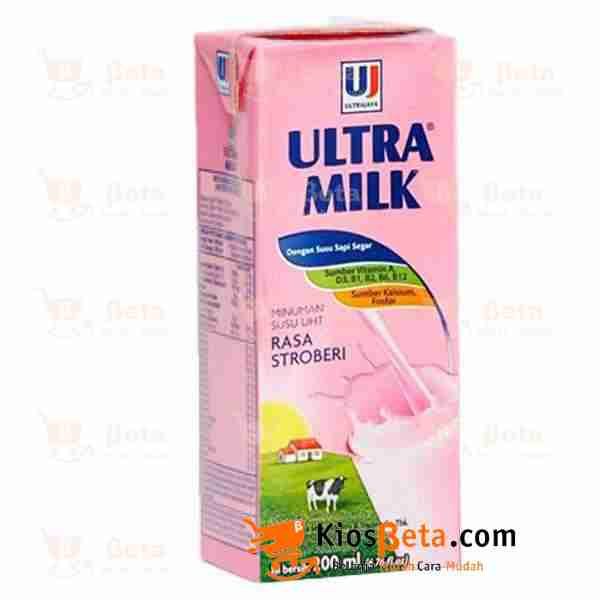 Susu Cair Ultra Milk Strawberry 200 ml