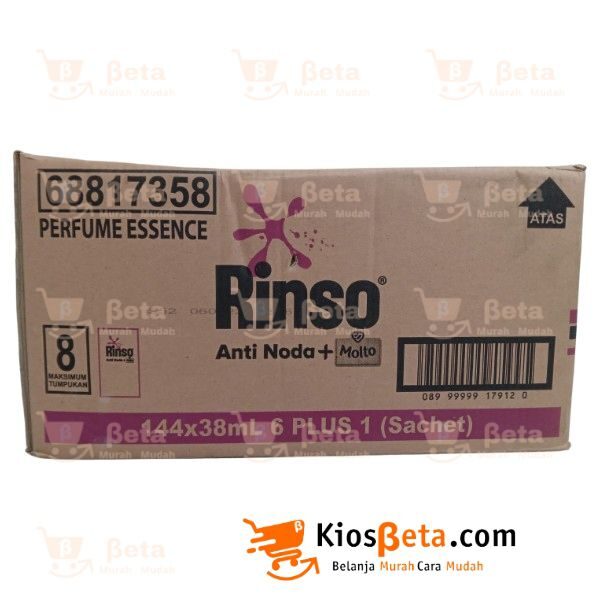 Deterjen Cair Rinso Anti Noda Parfume Essense + Molto Renteng 38 ml - Karton